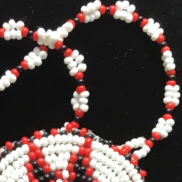 Vintage Native American Beaded Medallion Necklace Southwest Style Seed Leather - Picture 4 of 12